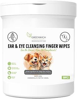 Greenwich Göz Kulak Gözyaşı Kiri Kulak Akıntısı Temizleme Parmak Mendil Hijyenik Islak Mendil Vegan Bitkisel İçerikli Kedi Köpek 50 Adet
