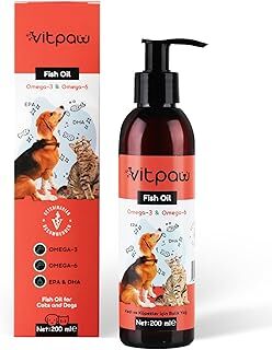 vitpaw Fish Oil 200ML. KEDİ & KÖPEKLER İÇİN OMEGA 3-OMEGA 6 BALIK YAĞI (KALP, BEYİN VE TÜY SAĞLIĞI)