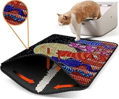 eryatex Elekli Tuvalet Önü Kedi Kumu Paspası Renkli Desenli Elekli Kedi Tuvalet Önü Kum Toparlayıcı Paspas 60 X45 CM(Günbatımı)