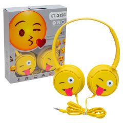KT-3156 3.5MM JACKLI KABLOLU KULAK ÜSTÜ EMOJİ KULAKLIK