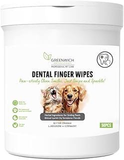 Greenwich Diş Temizleme Tartar Ağız Kokusu Giderici Parmak Islak Mendil Kedi Köpek Vegan Bitkisel 50 Adet