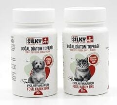 SilkyVet+ - Kedi ve Köpekler için Doğal Diatom Toprağı/Bit-Pire-vb. Parazit engelleyici (30gr)