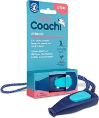 Company of Animals Coachi Whizzclick, 2'si 1 arada kombine klik ve düdük, geri çağırma ve tıklama eğitimi için ödül için köpek eğitim düdüğü, ayarlanabilir ve yansıtıcı taşıma bandı, tüm köpekler ve yavru köpekler için