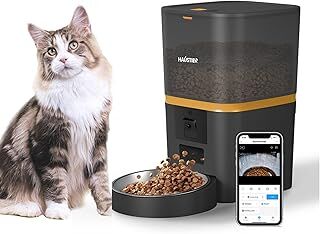 Haustier QQ009 Gece Görüşlü 1080P FHD kameralı, Akıllı Kedi Köpek Otomatik Mama Kabı, Tuya App-Wifi Uzaktan Kontrol, Sesle Çağırma, 2.4Ghz-5Ghz, 6Lt hazne, Metal Kase (Siyah)