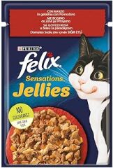 Felix Sensation Sığır & Domatesli Kedi Yaş Maması (26 x 85 gr)