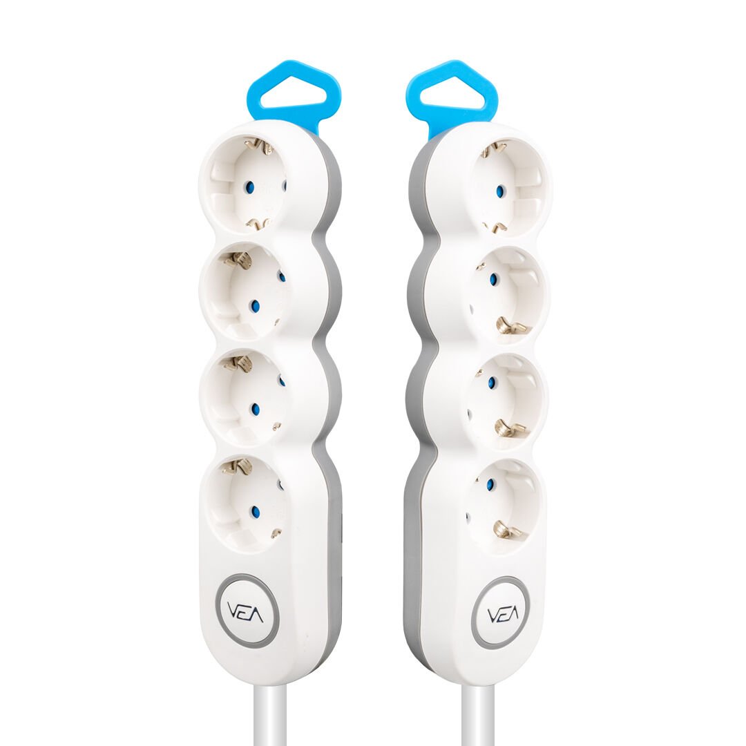 VE-2S4S 4LÜ 1.5 METRE KABLOLU ANAHTARLI GRUP PRİZ