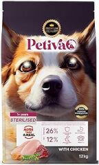 Petiva Kısırlaştırılmış Yetişkin Köpekler İçin Tavuk Etli Kuru Köpek Maması (12 Kg, Tavuk)
