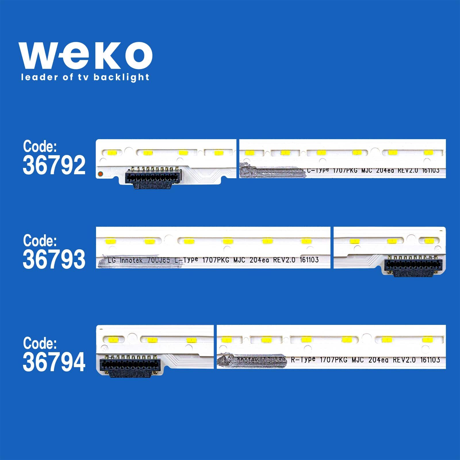 5990 36792X1 36793X1 36794X1LG INNOTEK 70UJ65 C/L/R TYPE 1707PKG MJC 204EA REV2.0 161103 3 ADET LED BAR (68LED)