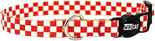Wikipet Candy Cane Kedi Boyun Tasması, Boğulma Önleyici Kilitli, Zil Hediyeli (Kırmızı,Beyaz Kareli)