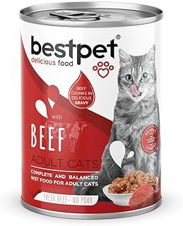 Bestpet Yetişkin Kediler İçin, Taze Sığır Parça Etli Ve Soslu Yaş Mama, 400 Gr x 12 Adet