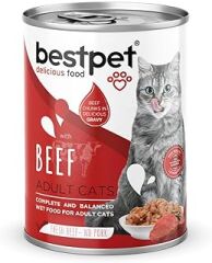Bestpet Yetişkin Kediler İçin, Taze Sığır Parça Etli Ve Soslu Yaş Mama, 400 Gr x 12 Adet