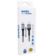 WK-22023 USB TO MICRO USB ÖRGÜLÜ LACİVERT 1 MT ŞARJ KABLOSU (NO:14)