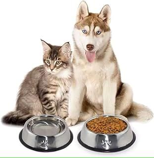 Hoala Hoala Paslanmaz Kedi Köpek Mama ve Su Kabı, Kaymaz Tabanlı Metal Mama Kabı (18cm)