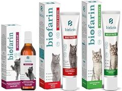biofarin Kediler İçin Bağışıklık Sistemi Destekleyici Multivitamin Macun 100Gr + Tüy Yumağı Önleyici Malt Macun100Gr + Tüy Sağlığı Damlası 50 ML Plus +B Cat 3 Lü Set - Kedi Vitamini
