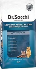 Dr.Sacchi Düşük Tahıllı Somonlu Ve Ton Balıklı Yetişkin Kedi Maması 10Kg