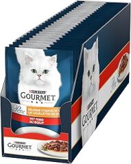 Gourmet Perle Izgara Sığır Etli Tam Yaş Kedi Maması (26 x 85 gr)