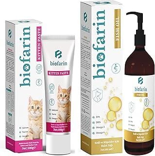 biofarin Kitten Paste 100 Gr Yavru Ve Anne Kedi Bağışıklık Kas Gelişimi Destekleyici Multivitamin Malt Macunu + 200 ml Kedi Ve Köpekler Için Tüy Sağlığı Destekleyici Omega-3 & 6 Içerikli Balık Somon Yağı