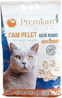 Premium Plus Çam Peleti Kedi Kumu 15 LT Yavru/Yetişkin Kediler ve Küçük Hayvanlar için%100 Organik Kedi Kumu - Astımlı ve Alerjik Kediler için Uygun - Kimyasal İçermeyen Çam Peleti