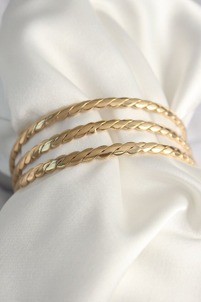 316L Çelik Gold Renk Burma Ajda Model Kadın Bileklik