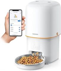 Haustier PF02 Akıllı Kedi Köpek Otomatik Mama Kabı, Tuya App-Wifi Uzaktan Kontrol, 4Lt hazne, Metal Kase (Beyaz)