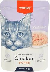 Wanpy Pouch Tavuklu & Yengeçli Yaş Kedi Maması (85Gr X 12 Adet)