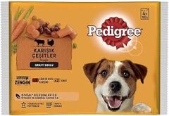 Pedigree Küçük Köpek Etli Seçenekleri 4'lü Poşet Paket Yaş Mama, 400 Gram