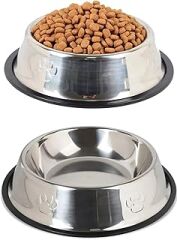 FETHİYE TOPTAN Metal Kedi ve Köpek Mama Ve Su Kabı Paslanmaz Çelik Kaymaz Tabanlı (15 cm)