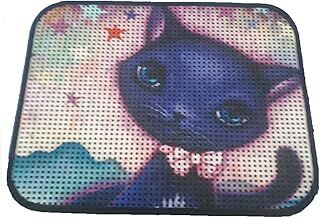 Miapet Elekli Desenli Kedi Tuvalet Önü Paspası 60 x 45 cm Mavi Kedi