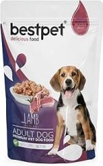 Bestpet Yetişkin Köpekler İçin, Jöle İçinde Kuzu Parça Etli Yaş Mama, 100 g x 24 Adet