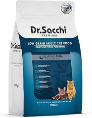 Dr.Sacchi Premium Düşük Tahıllı Somonlu Ve Ton Balıklı Yetişkin Kedi Maması 1 Kg