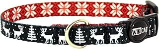 Wikipet Rudolph Dark Kedi Boyun Tasması, Boğulma Önleyici Kilitli, Zil Hediyeli (Koyu Lacivert, Geyikli)