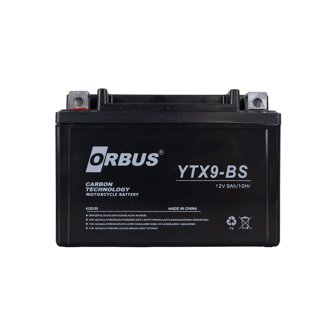 YTX9-BS 12V 9A MOTOSİKLET AKÜSÜ (150 X 86 X 107 MM) (2.9KG)