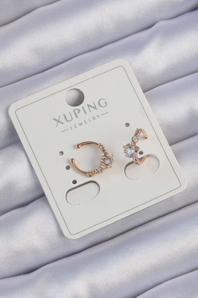 Xuping Rose Renk Zirkon Taşlı Model Earcuff Küpe