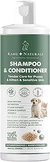 Kahu Naturals TenderCare Şampuan ve Nemlendirici, Yavru ve Hassas Cilde Sahip Kedi ve Köpekler için, Hipoalerjenik, Bitkisel Ekstrakt, 250 ml