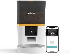 Haustier QQ005 Kameralı Akıllı Kedi Köpek Otomatik Mama Kabı, Tuya App-Wifi Uzaktan Kontrol, Sesle Çağırma, Ayarlanabilir 480P Kamera, 6lt Hazne, Beyaz