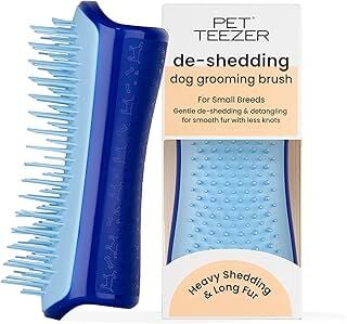 Tangle Teezer | Pet Teezer | küçük tüy dökücü ve köpek bakım fırçası | kuru fırça veya köpek banyosu fırçası | deniz mavisi ve gök mavisi