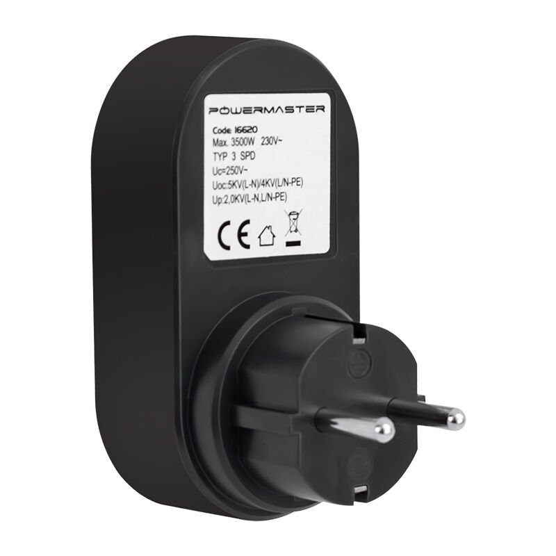 PM-16620 10 AMPER - 2500 WATT TEKLİ SİYAH OVAL KASA TERMAL AKIM KORUMALI PRİZ