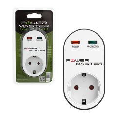 PM-16620 10 AMPER - 2500 WATT TEKLİ SİYAH OVAL KASA TERMAL AKIM KORUMALI PRİZ