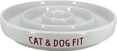 CAT & DOG FIT Kedi Mama Kasesi Yavaş Yedirme Seramik Mama Kabı (Beyaz)