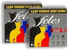 2 ADET FELES TOZSUZ KEDİ KUMU KUTU 8 LT