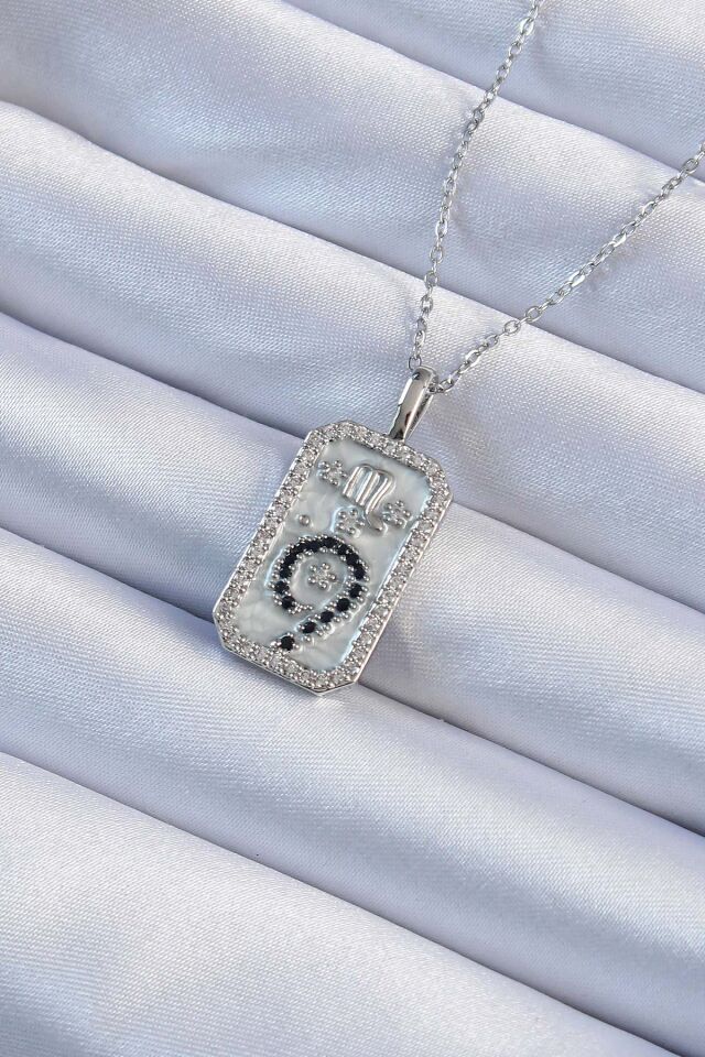 316L Çelik Özel Seri  Zincir Gümüş Renk Zirkon Taşlı Minimal Papatya Figürlü Tarot Kolye