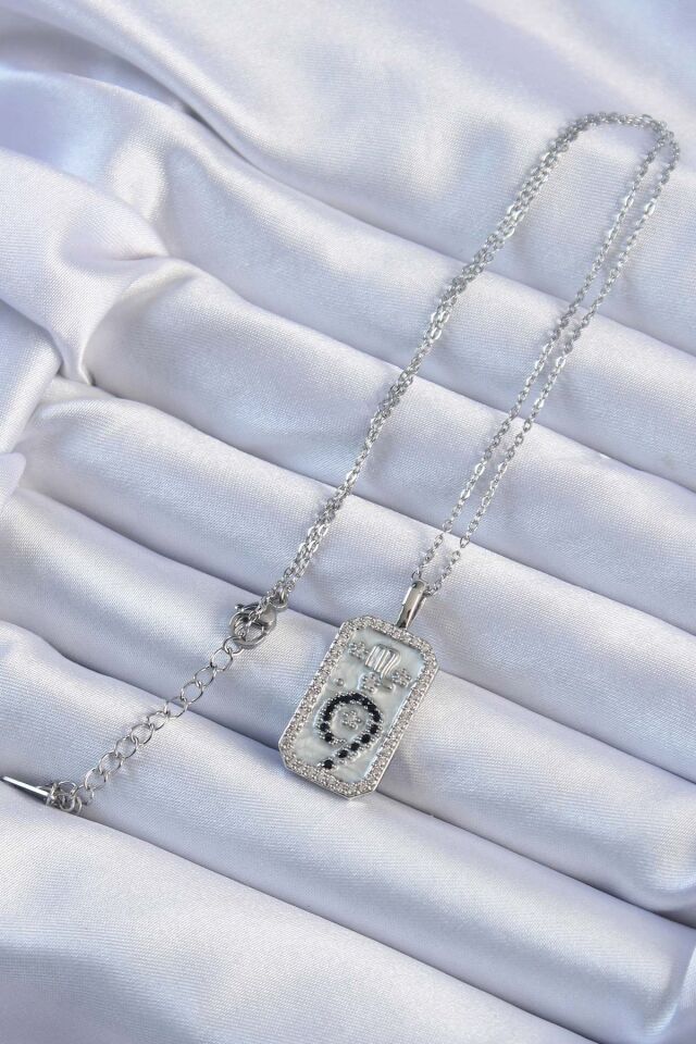 316L Çelik Özel Seri  Zincir Gümüş Renk Zirkon Taşlı Minimal Papatya Figürlü Tarot Kolye