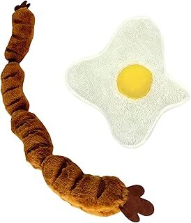 HAVHAV Kahvaltı Keyfi: Köpek Peluş Oyuncak Seti 2 Adet Ses Çıkaran Köpek Çekiştirme Oyuncakları Peluş Sosis ve Peluş Yumurta Sesli Köpek Oyuncakları