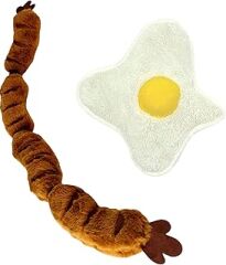 HAVHAV Kahvaltı Keyfi: Köpek Peluş Oyuncak Seti 2 Adet Ses Çıkaran Köpek Çekiştirme Oyuncakları Peluş Sosis ve Peluş Yumurta Sesli Köpek Oyuncakları