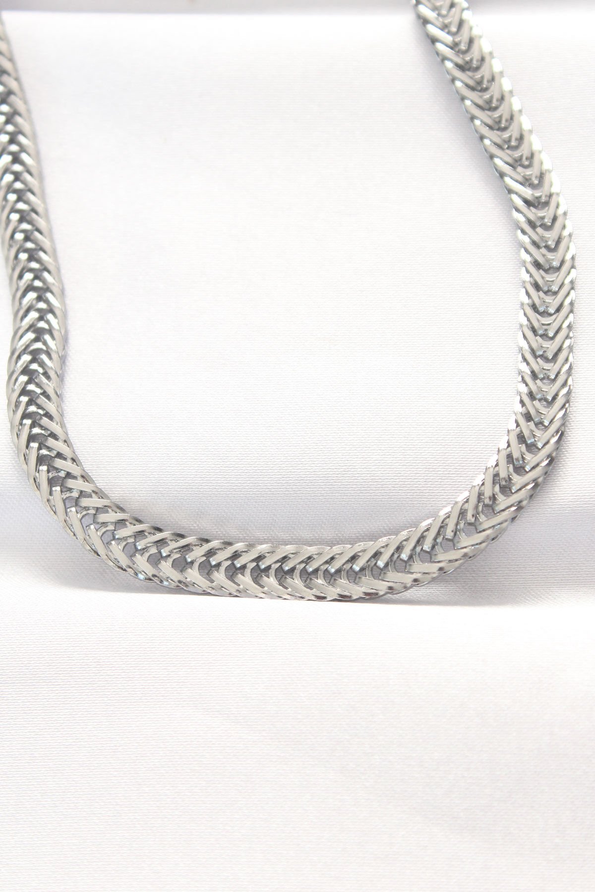 316L Çelik Özel Seri   Silver Renk Balık Sırtı Zincir Kolye