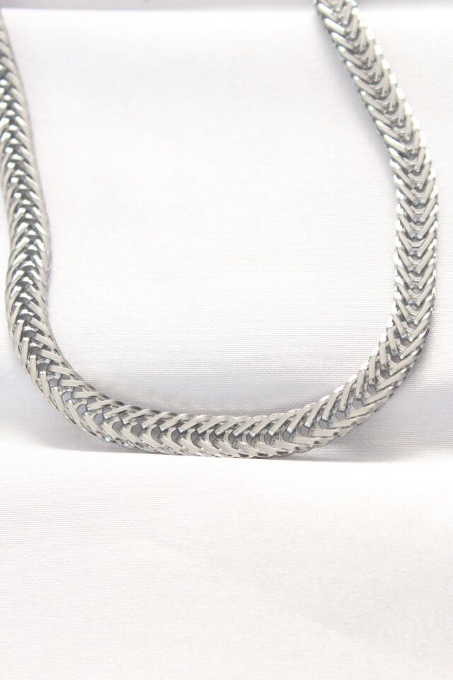 316L Çelik Özel Seri   Silver Renk Balık Sırtı Zincir Kolye