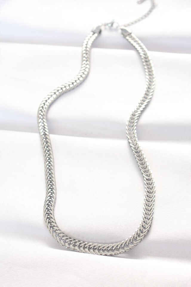 316L Çelik Özel Seri   Silver Renk Balık Sırtı Zincir Kolye
