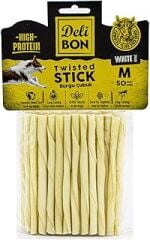 Doggie Delibon Gerçek Deriden Kalın Burgu Çubuk, Thıckx50Pcs., Beyaz