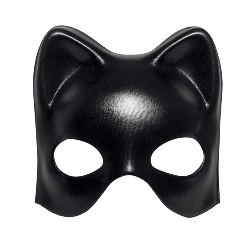 Siyah Deri Görünümlü Kedi Maskesi – Cosplay & Maskeli Balo
