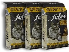 3 ADET FELES TOZSUZ KEDİ KUMU POŞET 10 LT